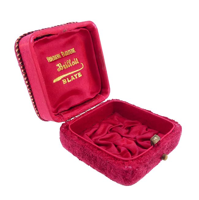 Victorian Red Velvet &amp; Tufted Silk Jewelry Box--Blaye, France
