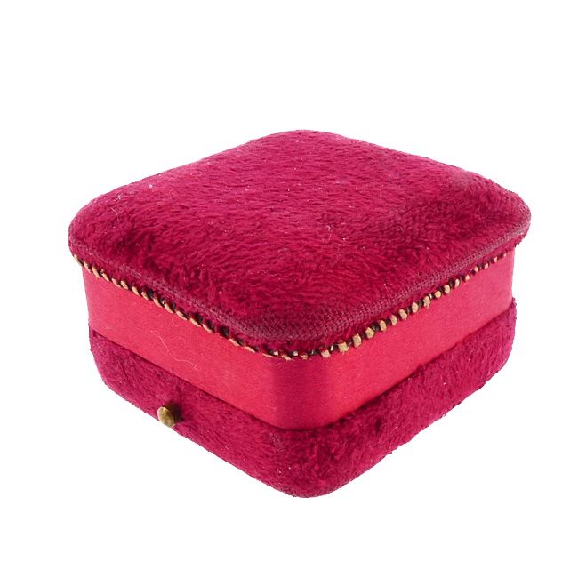 Victorian Red Velvet &amp; Tufted Silk Jewelry Box--Blaye, France