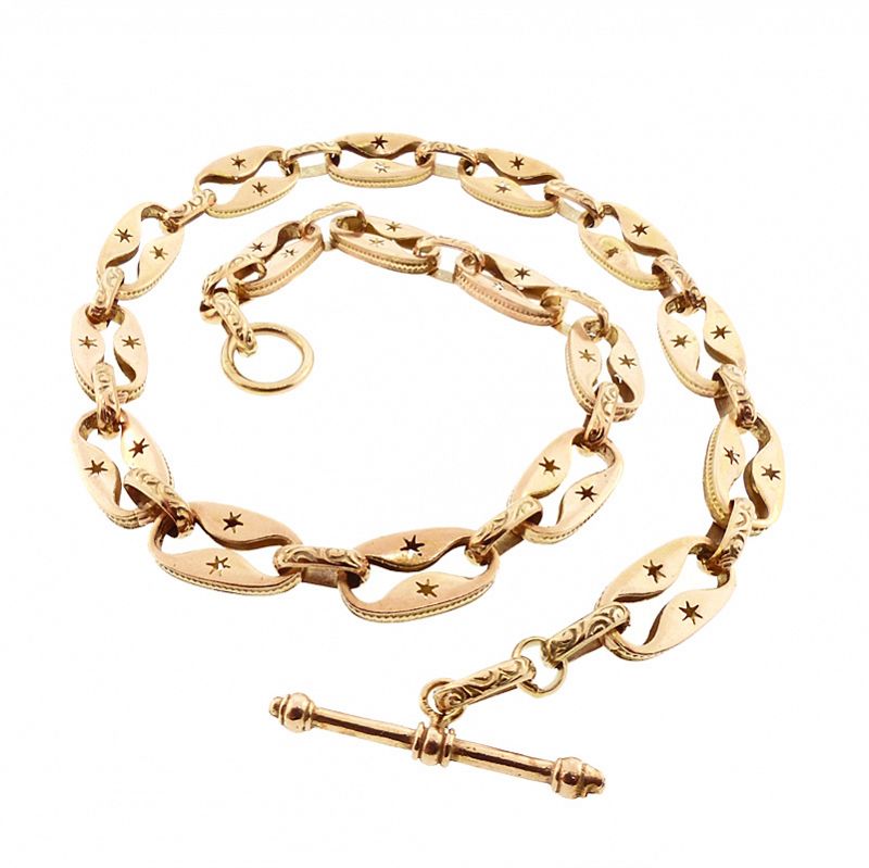 Victorian 14K Rose &amp; Yellow Gold Fancy Watch Chain Necklace