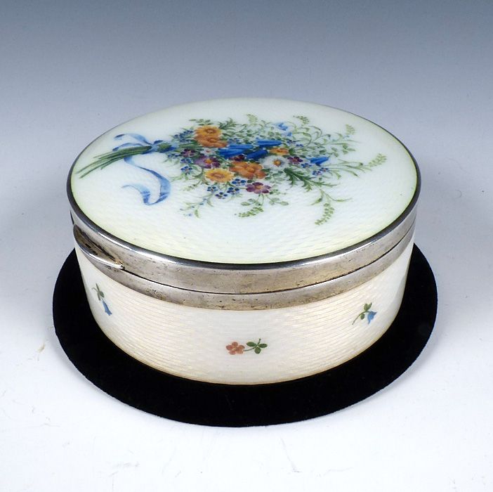 Sterling Silver &amp; Guilloche Enamel Powder Box by Georg Adam Scheid