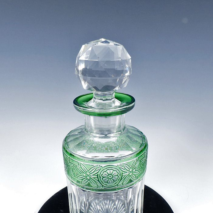 Baccarat Art Deco Cameo Glass Perfume Bottle FRISE VERTE Pattern