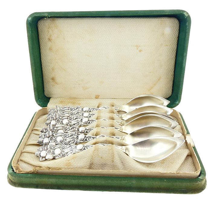 Paye &amp; Baker Victorian Sterling Silver ORANGE Citrus Spoons Boxed Set