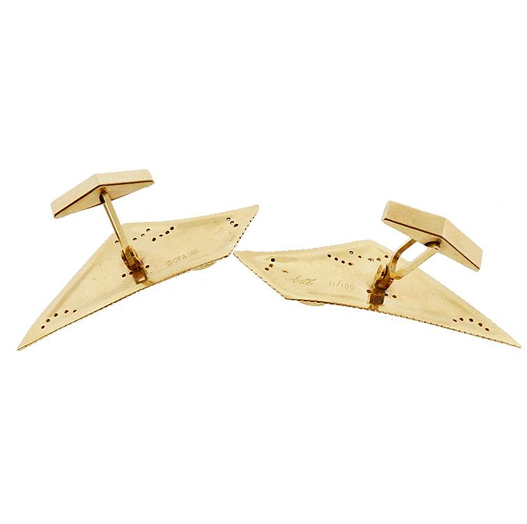 Art Deco Erte 14K Gold, Diamond &amp; Lapis LA DENTELLE Cufflinks