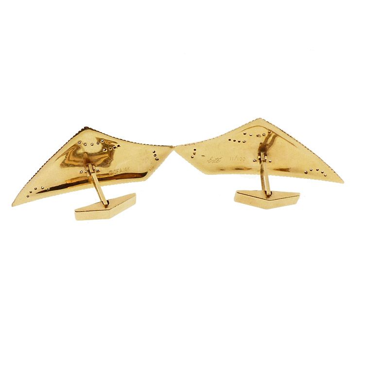 Art Deco Erte 14K Gold, Diamond &amp; Lapis LA DENTELLE Cufflinks