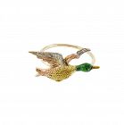 Multicolored 15K Gold, Platinum & Enamel Mallard Duck Conversion Ring