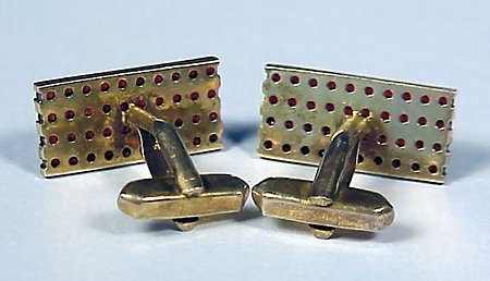 Czech Silver Gilt &amp; Pyrope Garnet Cufflinks