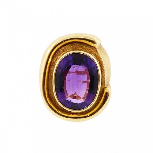 Burle Marx 18K Gold & Amethyst Modernist Ring