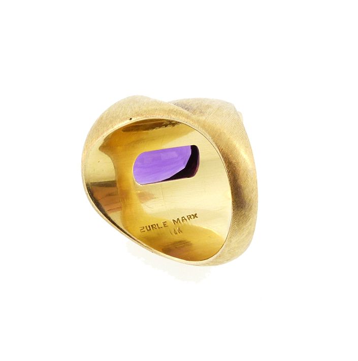 Burle Marx 18K Gold &amp; Amethyst Modernist Ring