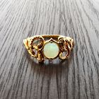 Art Nouveau 14K Gold & Opal Snake Ouroboros Ring