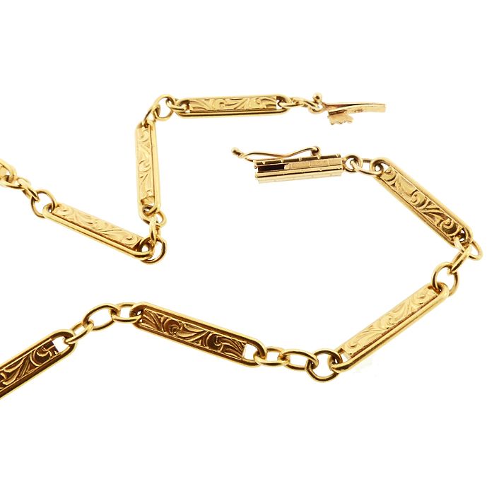 Edwardian 14K Gold Fancy Bar Link 16-1/2&quot; Chain
