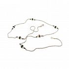 French Art Deco 18K Gold, Opal & Onyx Station Chain Necklace