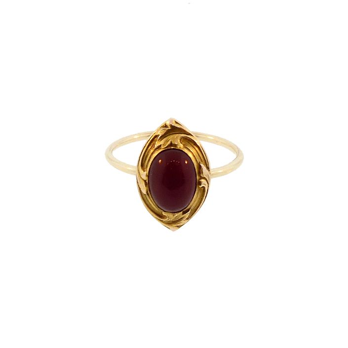 Art Nouveau 14K Gold &amp; Carnelian Cabochon Conversion Ring