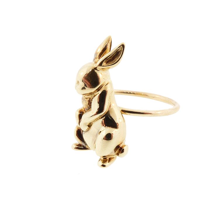 14K Gold Bunny Rabbit Conversion Ring