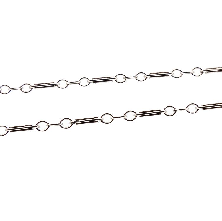 Art Deco 14K White Gold Bar Link Chain Necklace