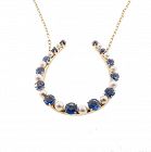 14K Gold, Sapphire & Pearl Horseshoe Good Luck Necklace