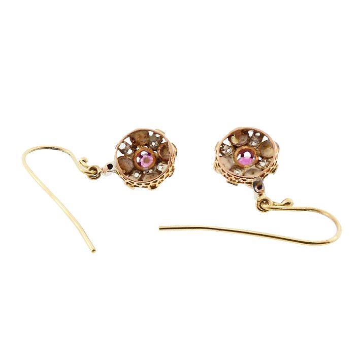 18K Gold, Platinum, Ruby, Rosecut Diamond &amp; Pearl Drop Earrings