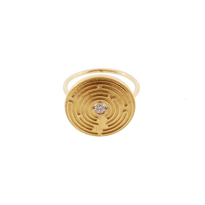 14K Gold &amp; Diamond Maze Meditation Conversion Ring