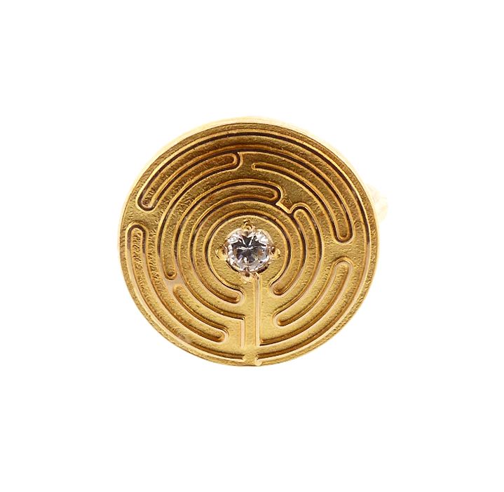 14K Gold &amp; Diamond Maze Meditation Conversion Ring