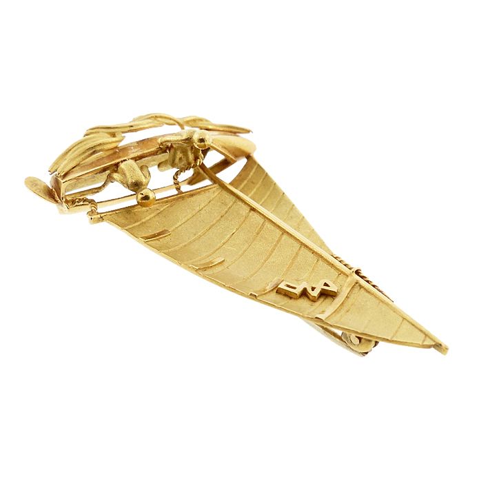 Vintage Fred of Paris 18K Gold 420 Class Sailboat Brooch / Pendant
