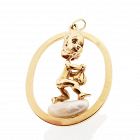 William Ruser 14K Gold Sapphire Pearl Thursday's Child Charm / Pendant