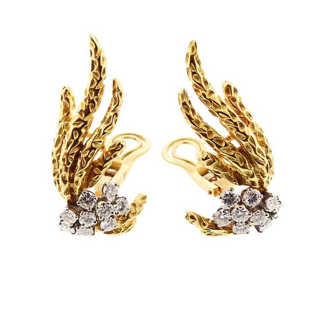 Cartier 18K Gold &amp; Diamond Modernist 1960's Earrings