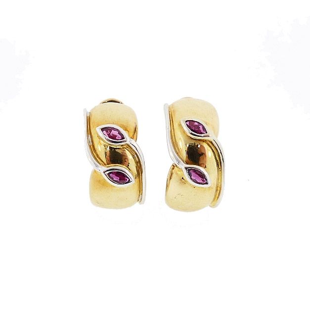 Faraone & Tiffany 18K Gold & Ruby Earrings