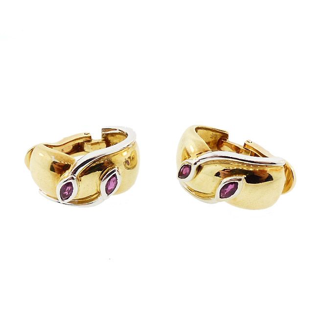 Faraone &amp; Tiffany 18K Gold &amp; Ruby Earrings