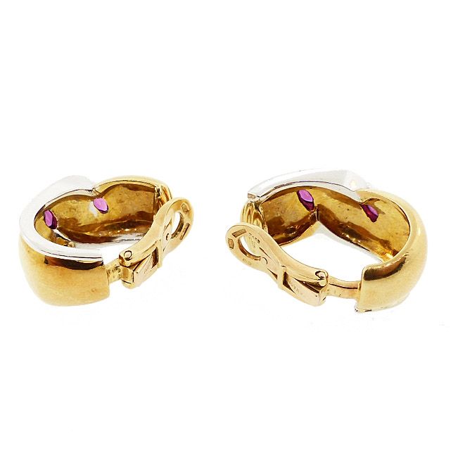 Faraone &amp; Tiffany 18K Gold &amp; Ruby Earrings