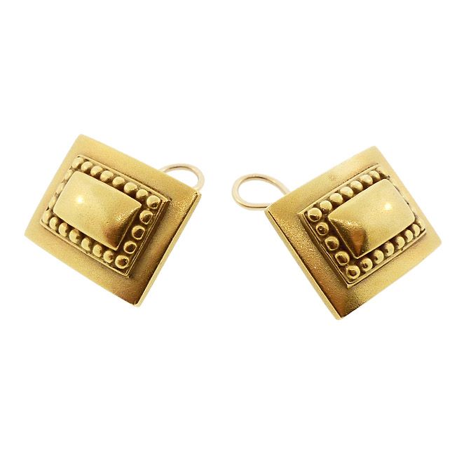 Kieselstein-Cord 18K Gold Rectangle Earrings