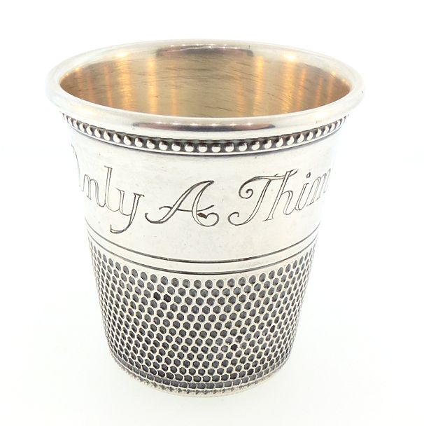 Thomae &amp; Co. Sterling Silver Thimble Figural Novelty Jigger