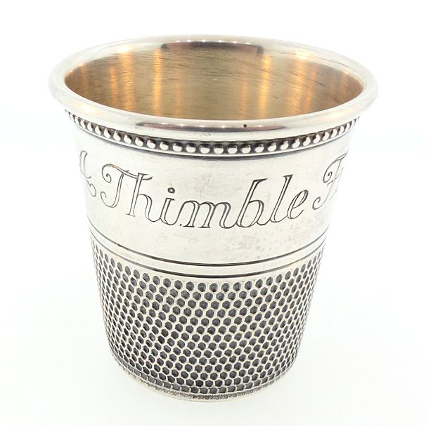 Thomae &amp; Co. Sterling Silver Thimble Figural Novelty Jigger