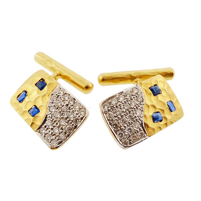 Coera by Lunia 18K Gold, Diamond &amp; Sapphire Cufflinks