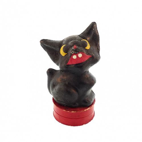 Vintage Halloween Black Cat German Composition Candy Container