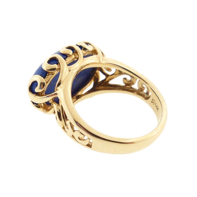 14K Gold &amp; Afghan Lapis Ring