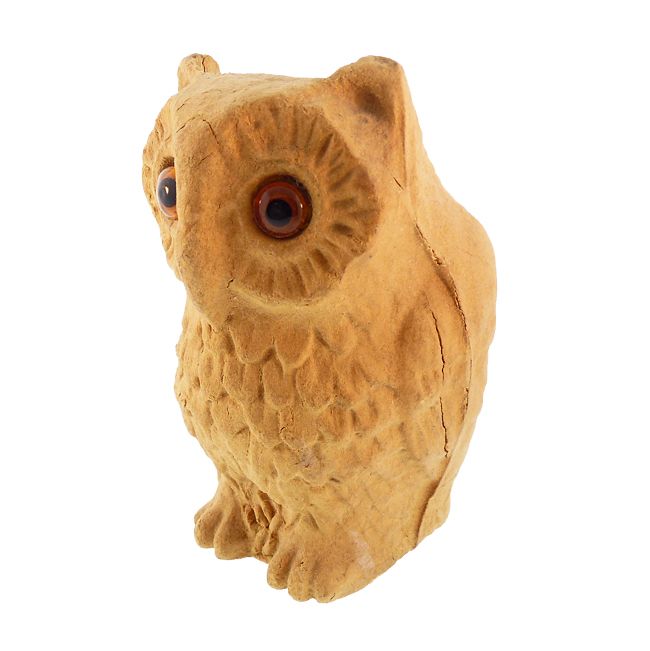 Rare Composition Owl Halloween Candy Container Glass Eyes