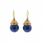 Victorian Etruscan 14K Gold & Lapis Lazuli Earrings