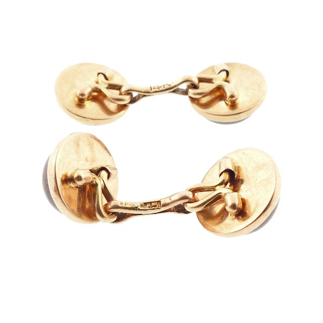 Victorian 14K Gold &amp; Cabochon Almandite Garnet Double-Sided Cufflinks
