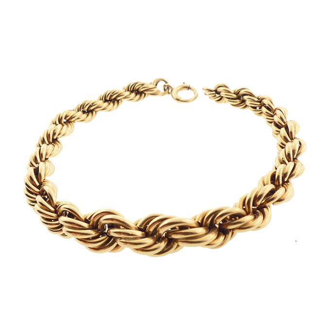 Victorian 14K Yellow Gold Tapered Twist Braid Bracelet