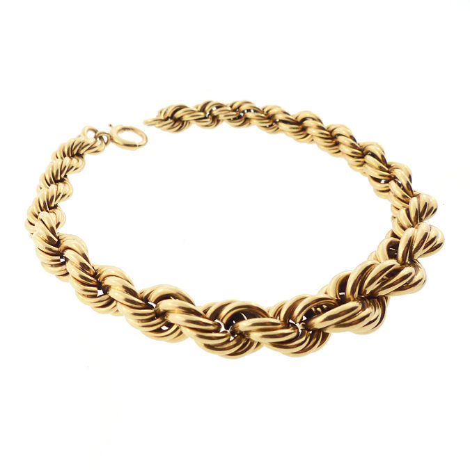 Victorian 14K Yellow Gold Tapered Twist Braid Bracelet