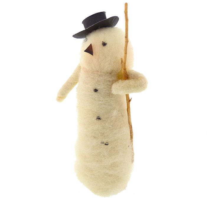 Antique Christmas Spun Cotton Batting Snowman Feather Tree Topper