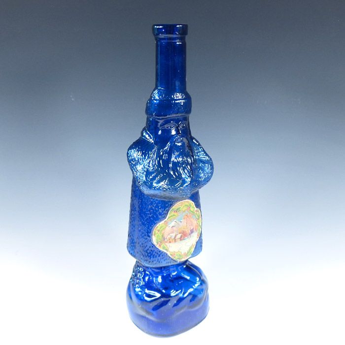 Blown Cobalt Blue Glass M. G. Husted Belsnickle Santa Claus Bottle