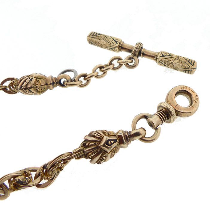 Victorian 14K Yellow Gold &amp; Enamel Watch Chain