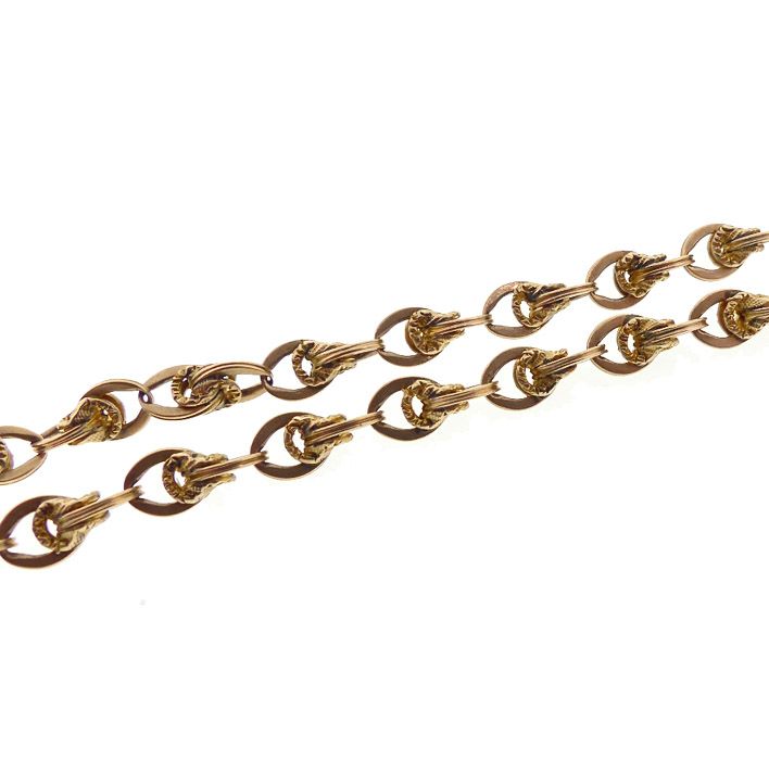 Victorian 14K Yellow Gold &amp; Enamel Watch Chain