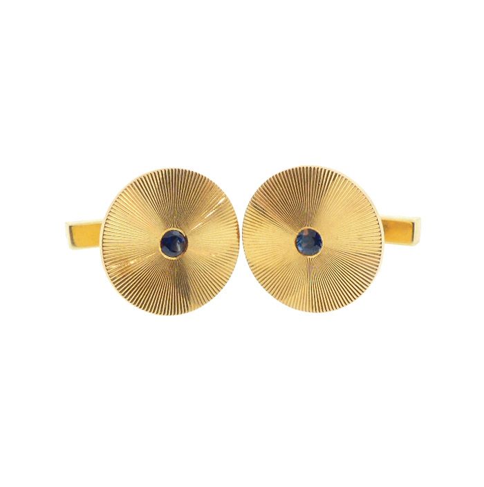 Tiffany &amp; Co. 14K Yellow Gold &amp; Sapphire Cufflinks