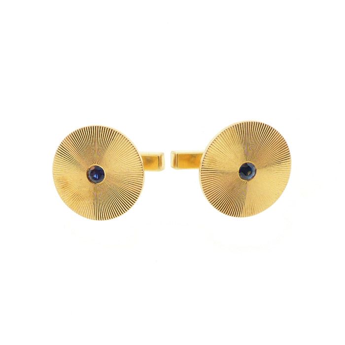 Tiffany &amp; Co. 14K Yellow Gold &amp; Sapphire Cufflinks