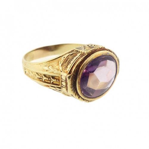 Edwardian/Art Deco 14K Gold & Amethyst Gentleman’s Ring