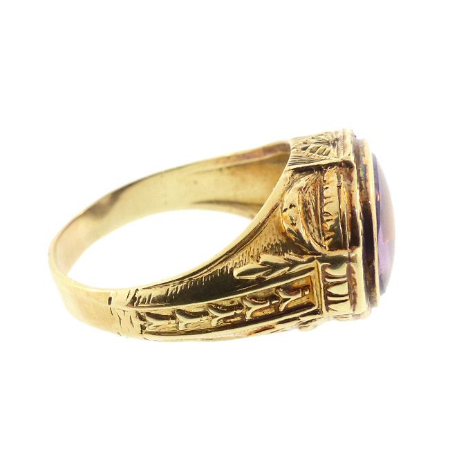 Edwardian/Art Deco 14K Gold &amp; Amethyst Gentleman’s Ring