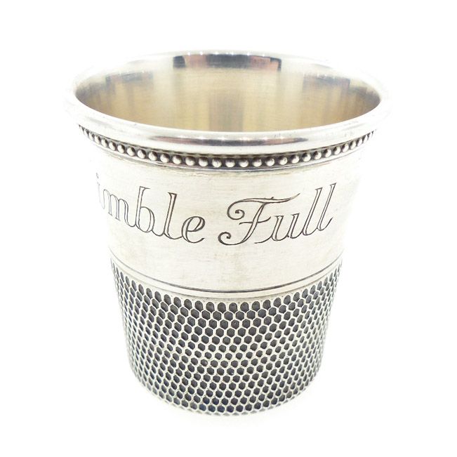 Thomae &amp; Co. Sterling Silver Thimble Figural Novelty Jigger