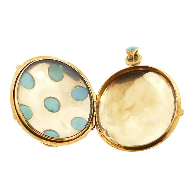 Napoleon III 18K Gold &amp; Persian Turquoise Locket