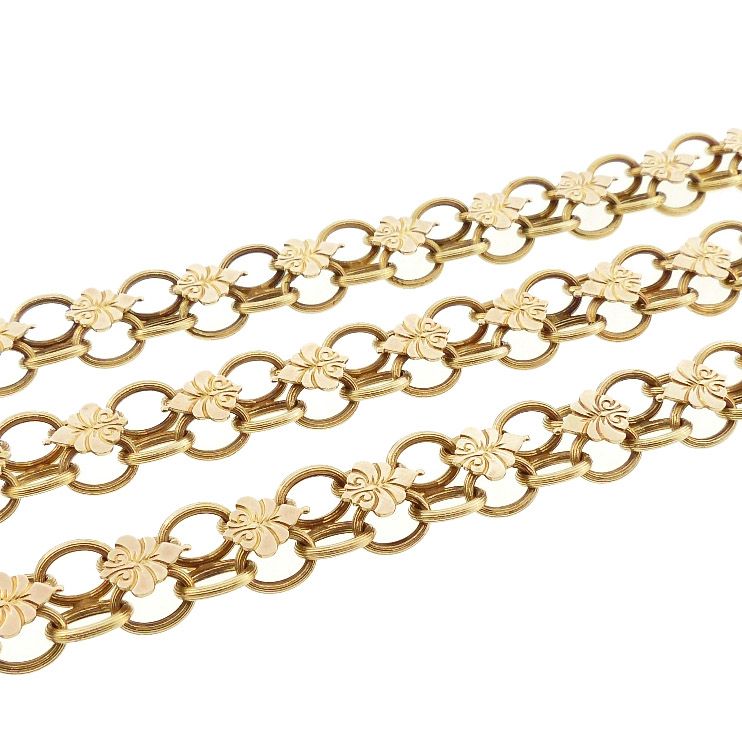 Early Victorian 14K Gold Fancy Link 20&quot; Gold Chain